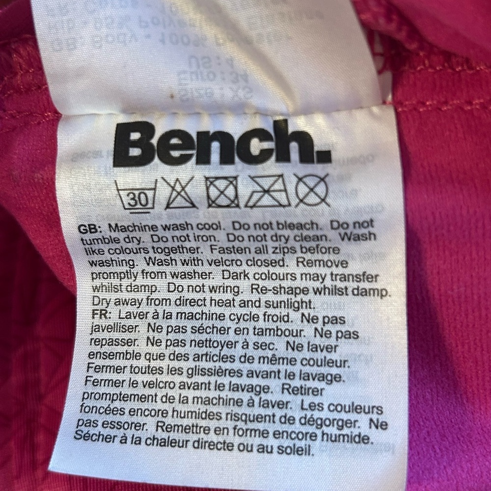 Bench Raspberry Pink Geometric Track Jacket Full Zip - Size XS EUC - Picture 6 of 9